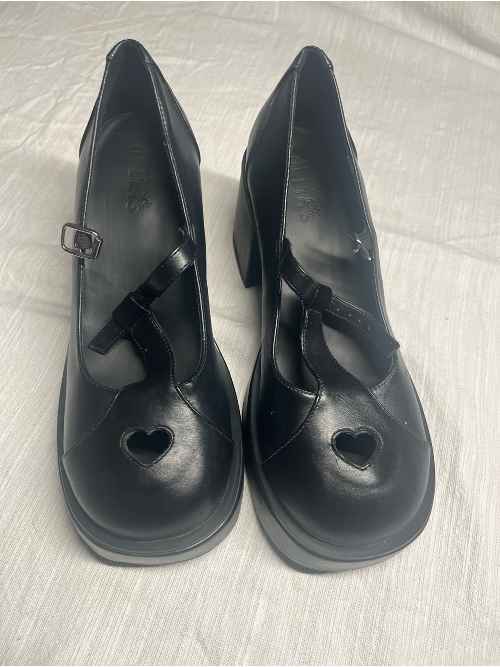 dELiA*s Black Heart Cutout Mary Jane Heels